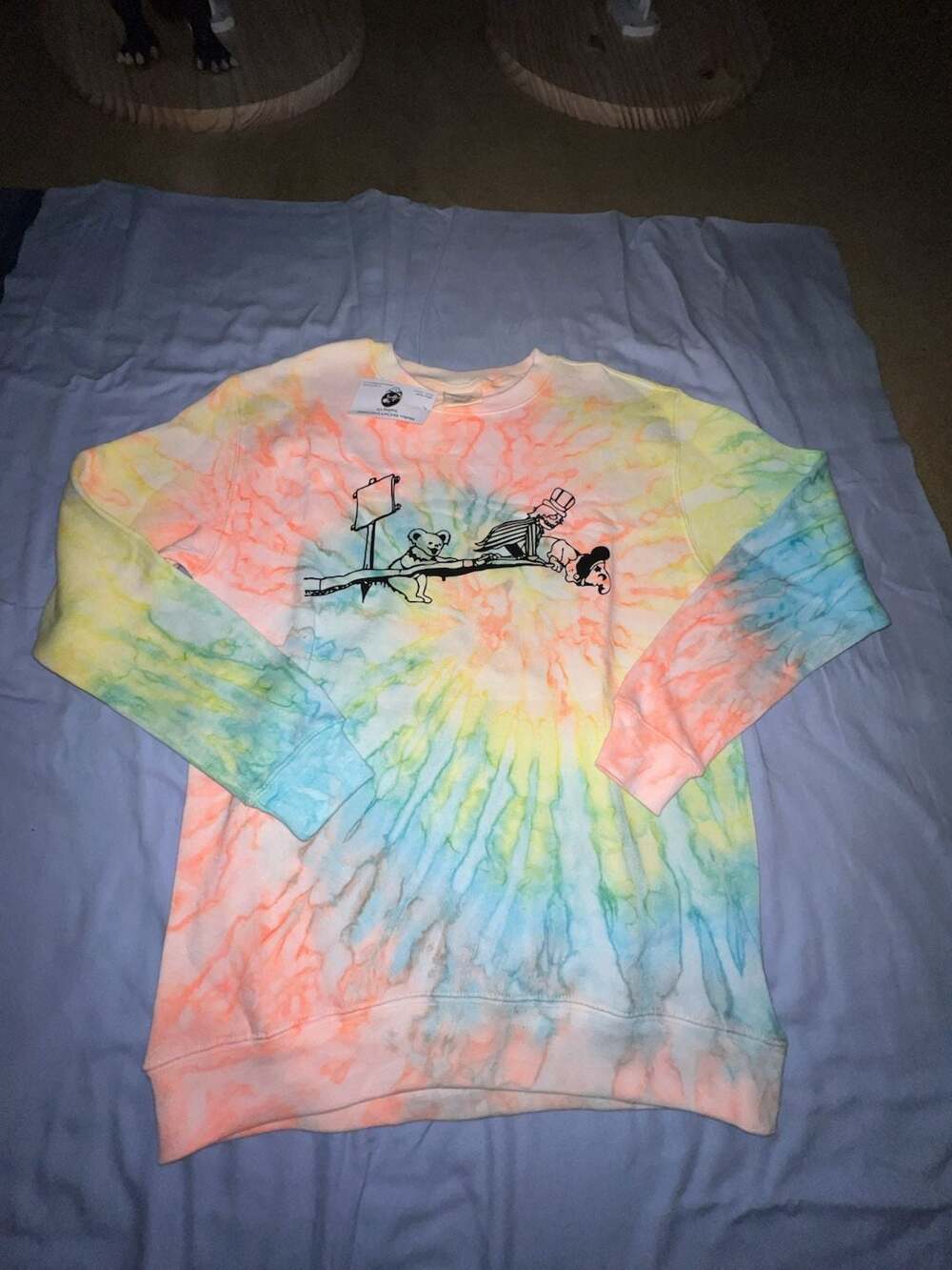Dreamsicle Grateful Dead Bear Tie Dye Crewneck Sweatshirt